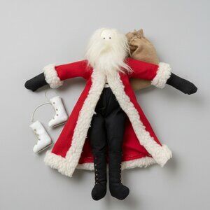 Vintage 1987 Handmade Primitive Santa Doll - Rustic Folk Art Cottagecore Decor